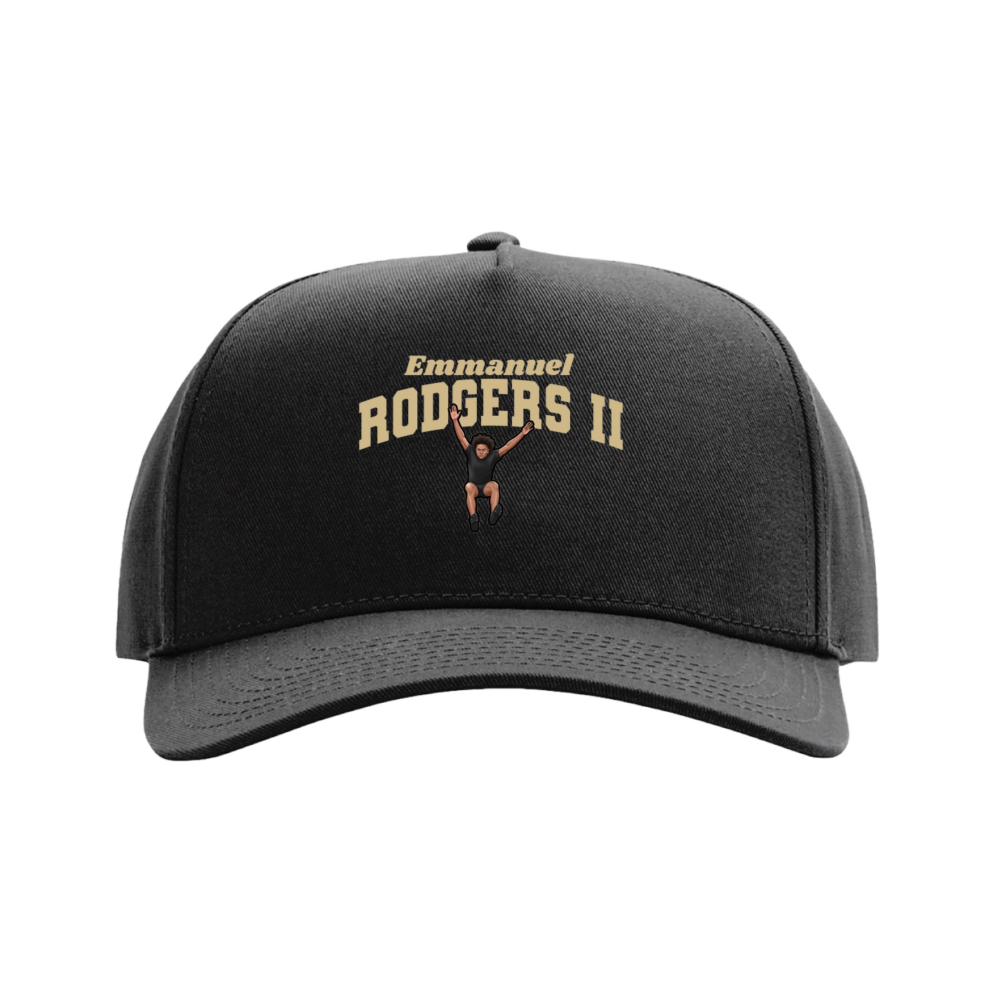 Full Fabric Five-Panel Champ Cap — Signature Arch in Black