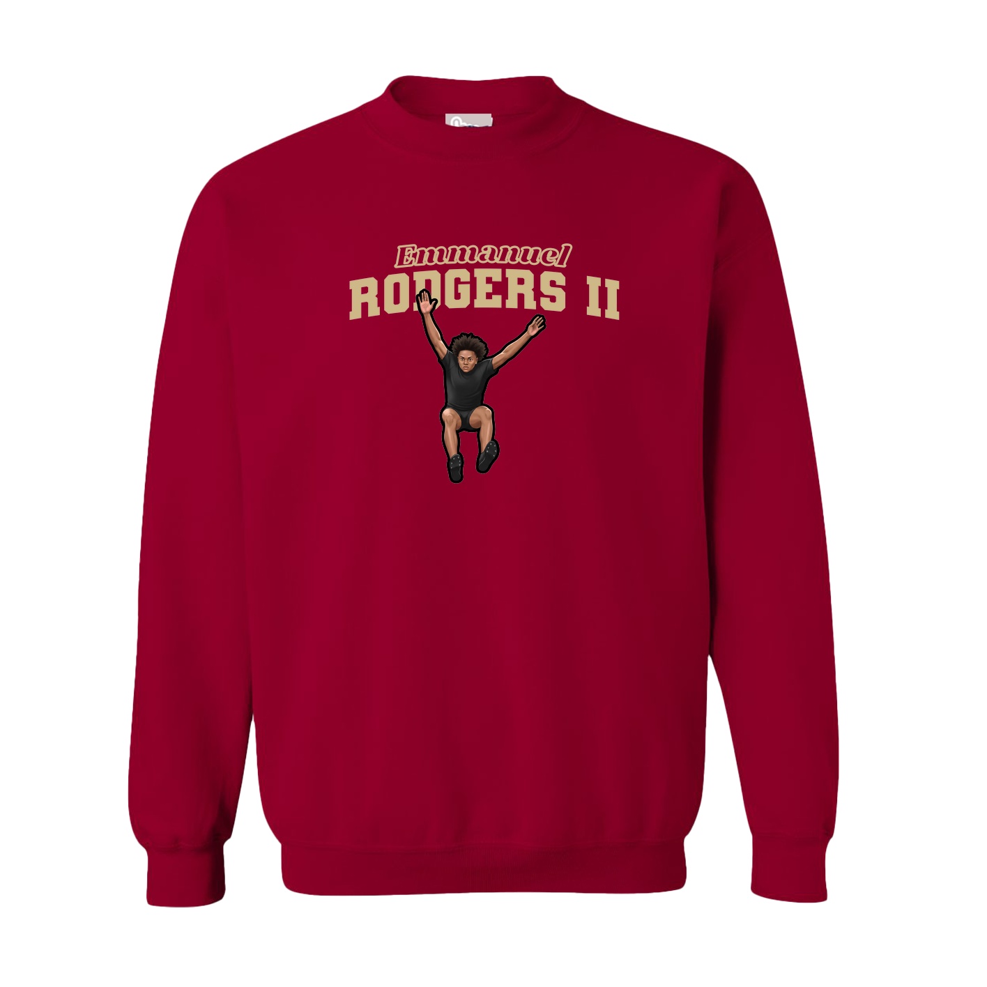 Fleece Crew — Name Arch in Cardinal