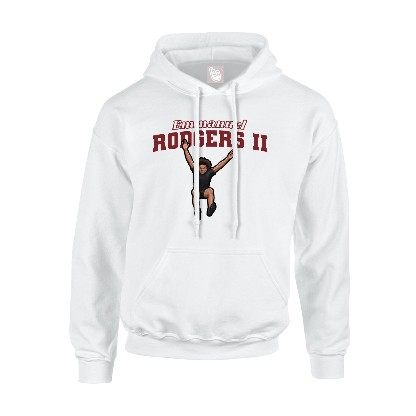 Youth Hoodie — Name Arch in White