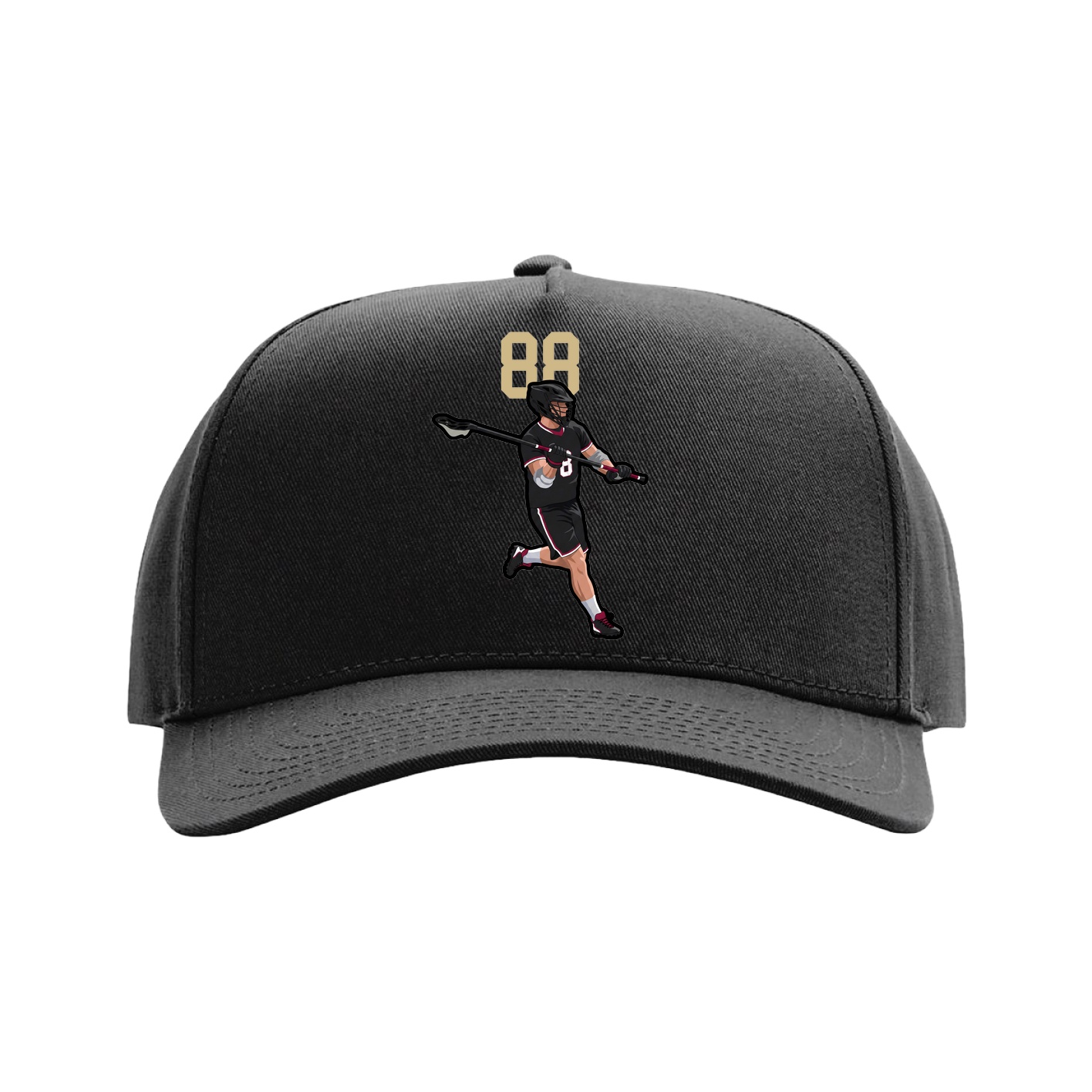 Full Fabric Five-Panel Champ Cap — Number Top in Black
