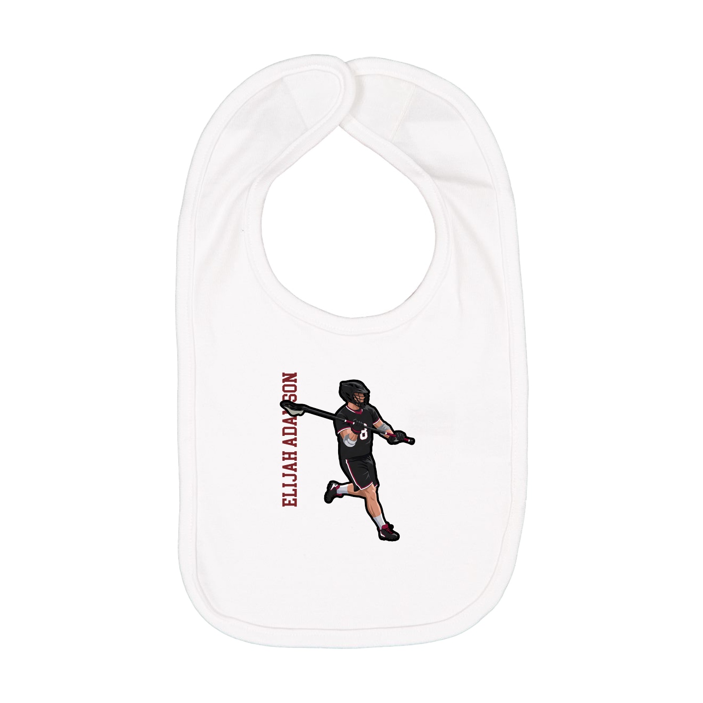 Infant Bib — Name Vertical in White