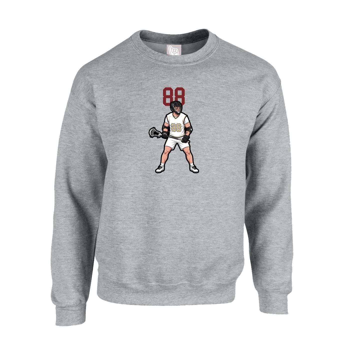 Fleece Crew — Number Top in Grey