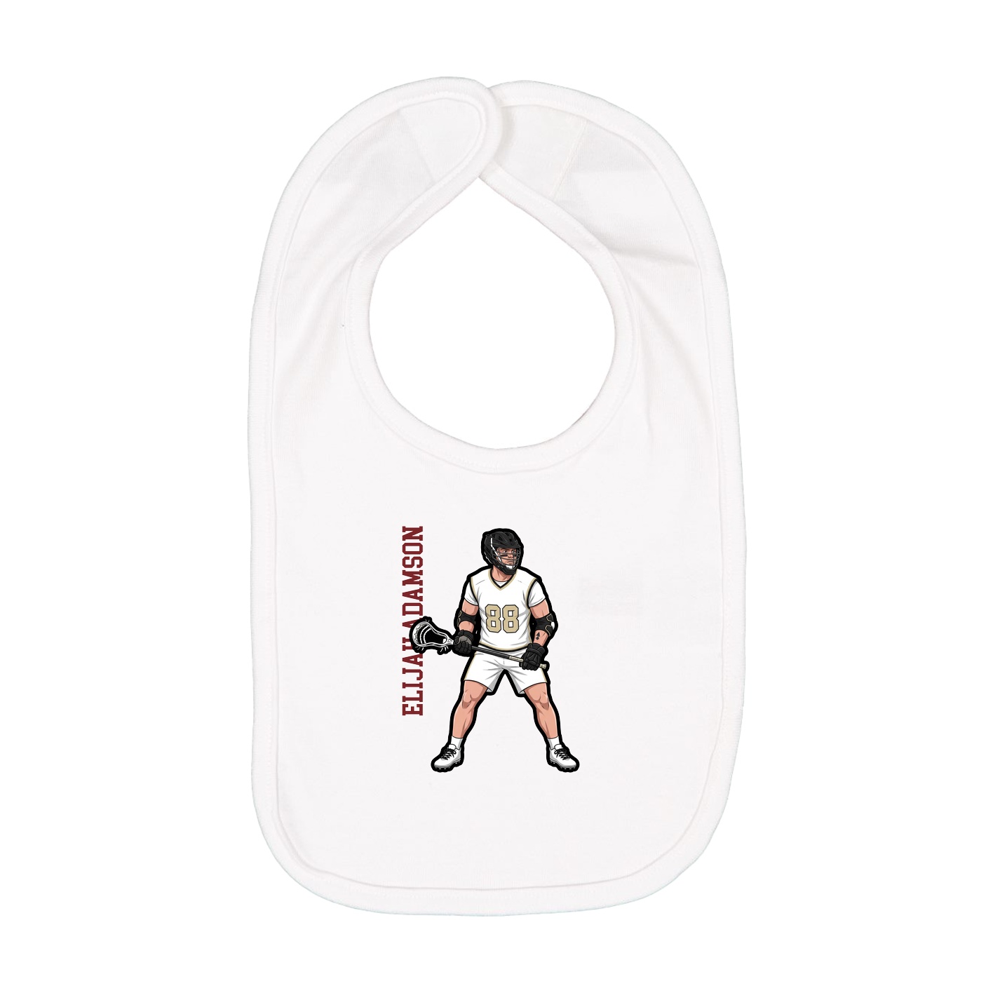 Infant Bib — Name Vertical in White