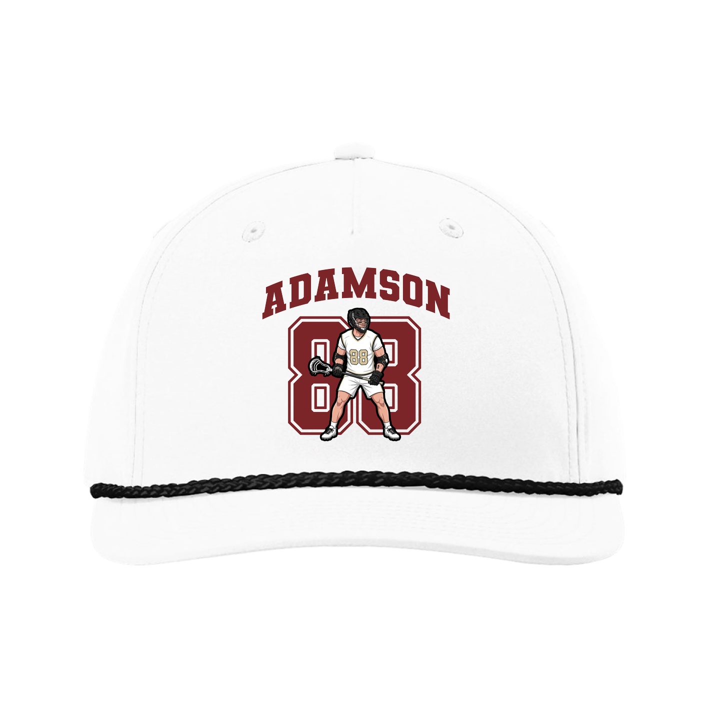 Five-Panel Classic Rope Cap — Number in White