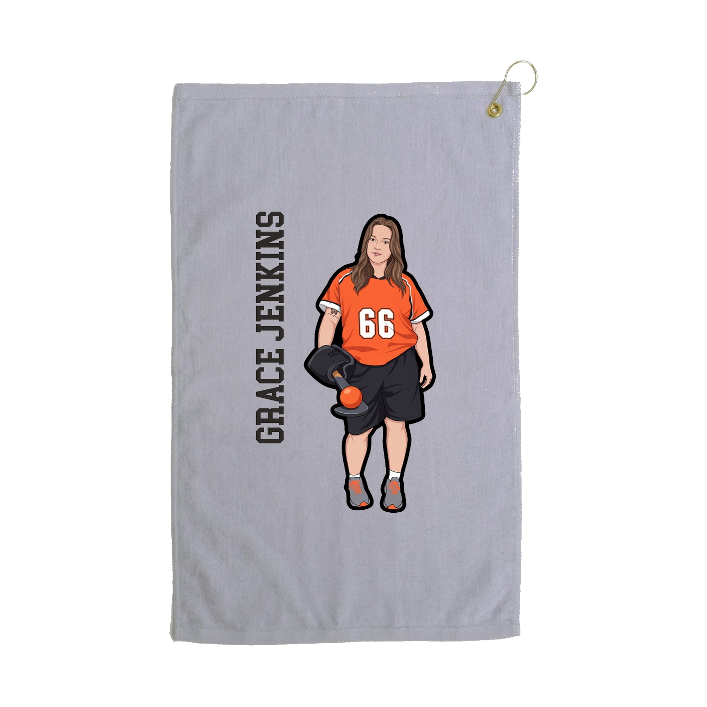 Golf Towel — Name Vertical in Grey