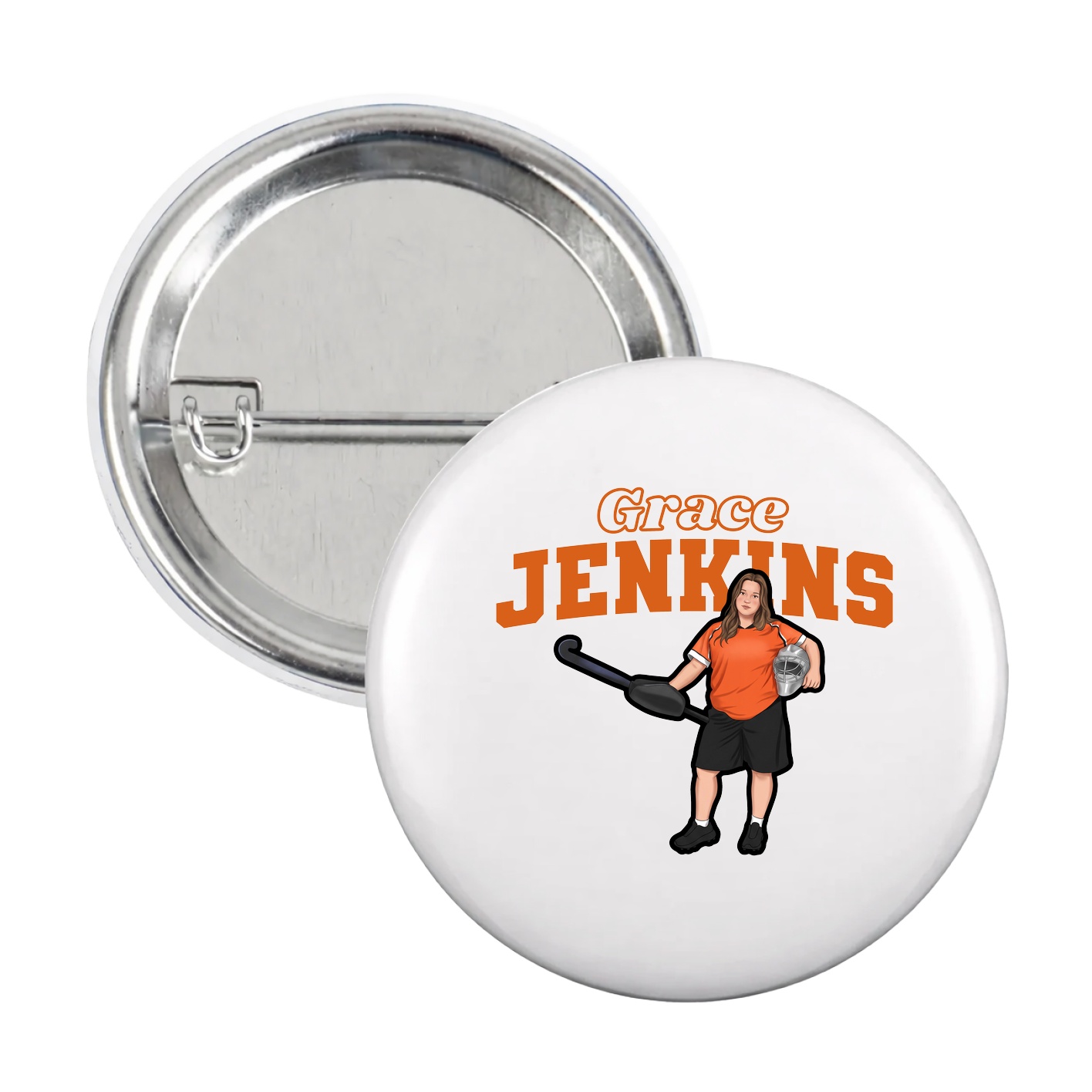 Game Day Button — Name Arch in White