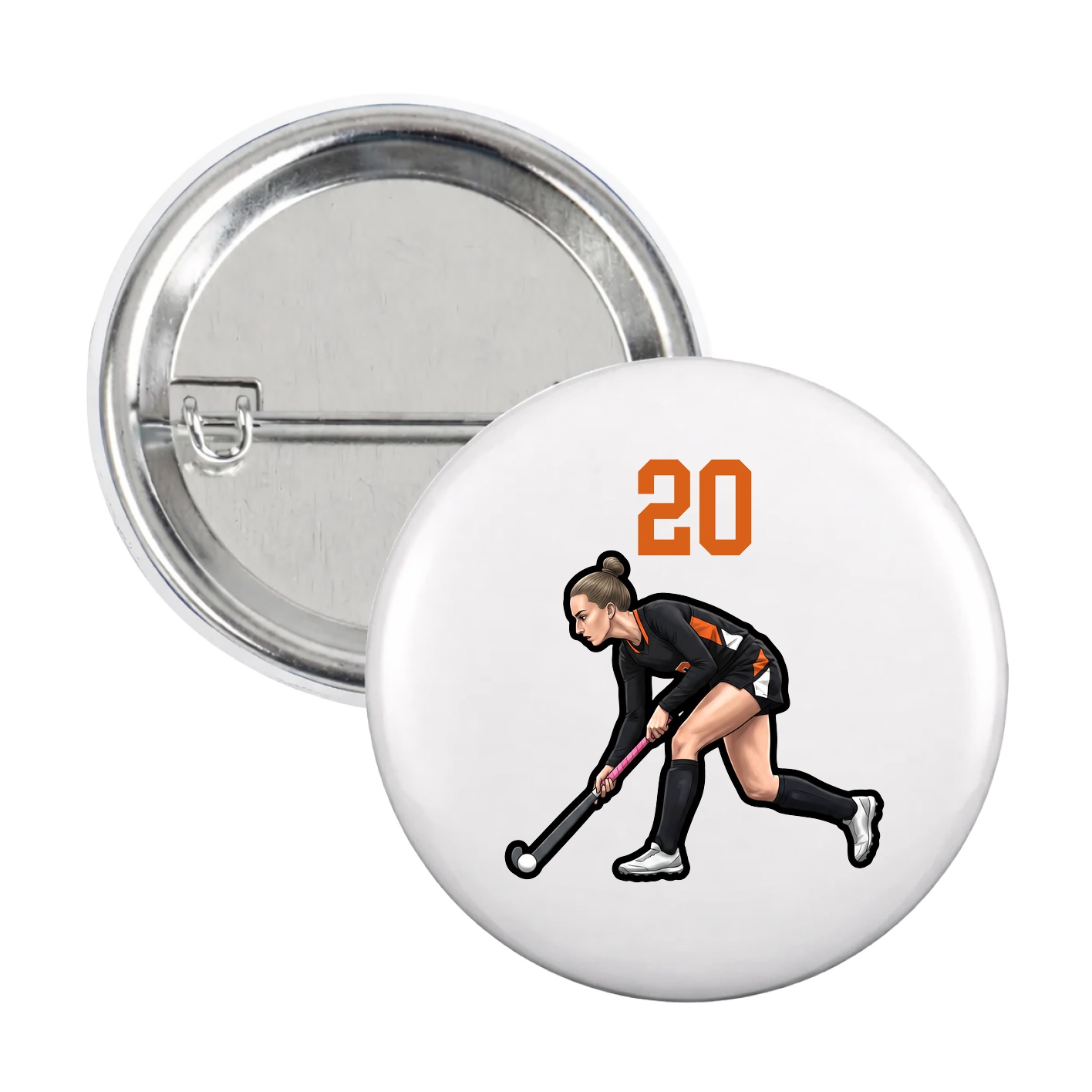 Game Day Button — Number Top in White