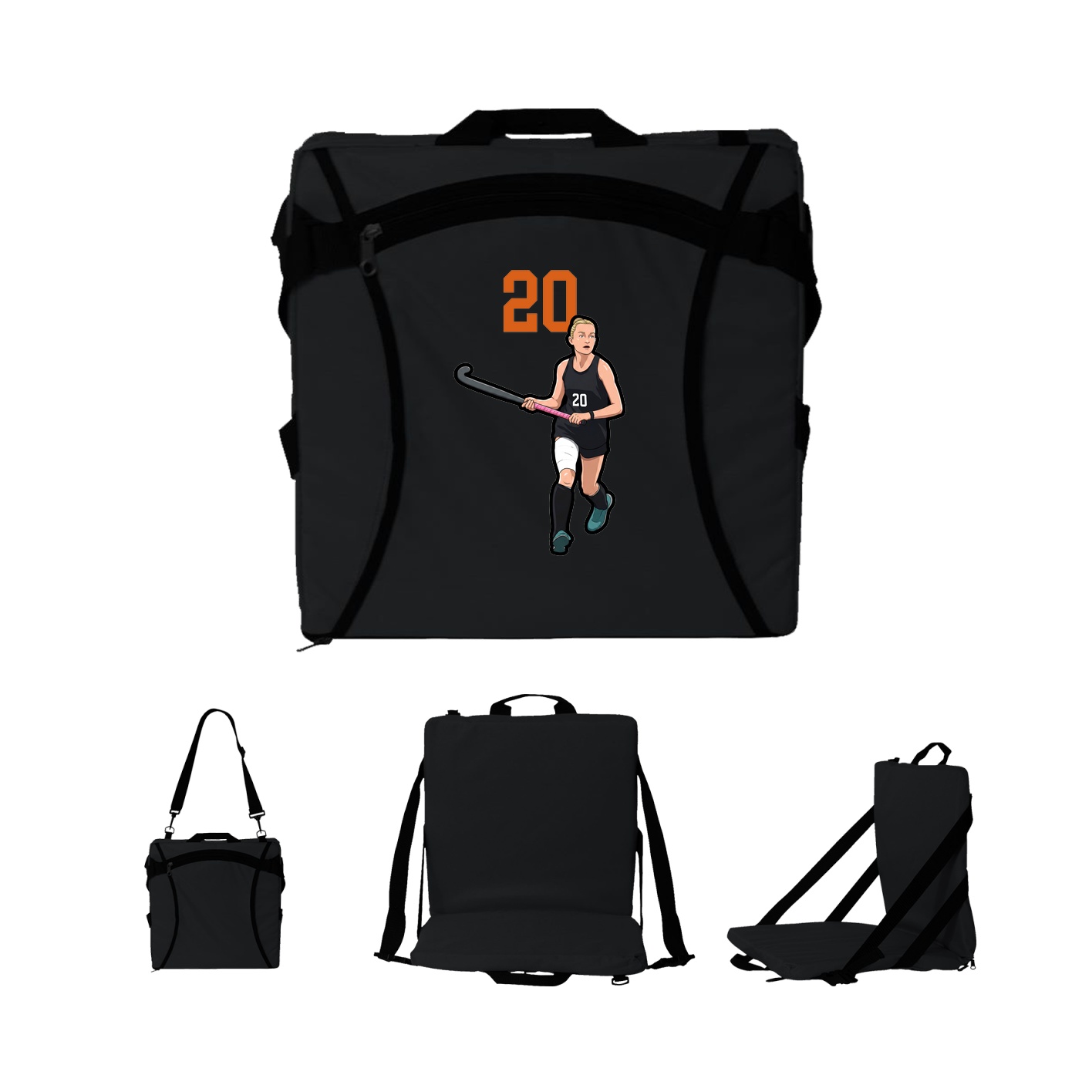 Folding Stadium Seat — Number Top in Black