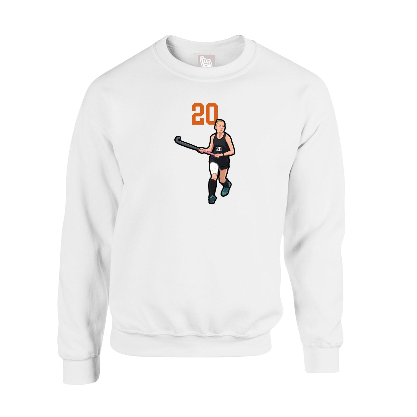 Fleece Crew — Number Top in White
