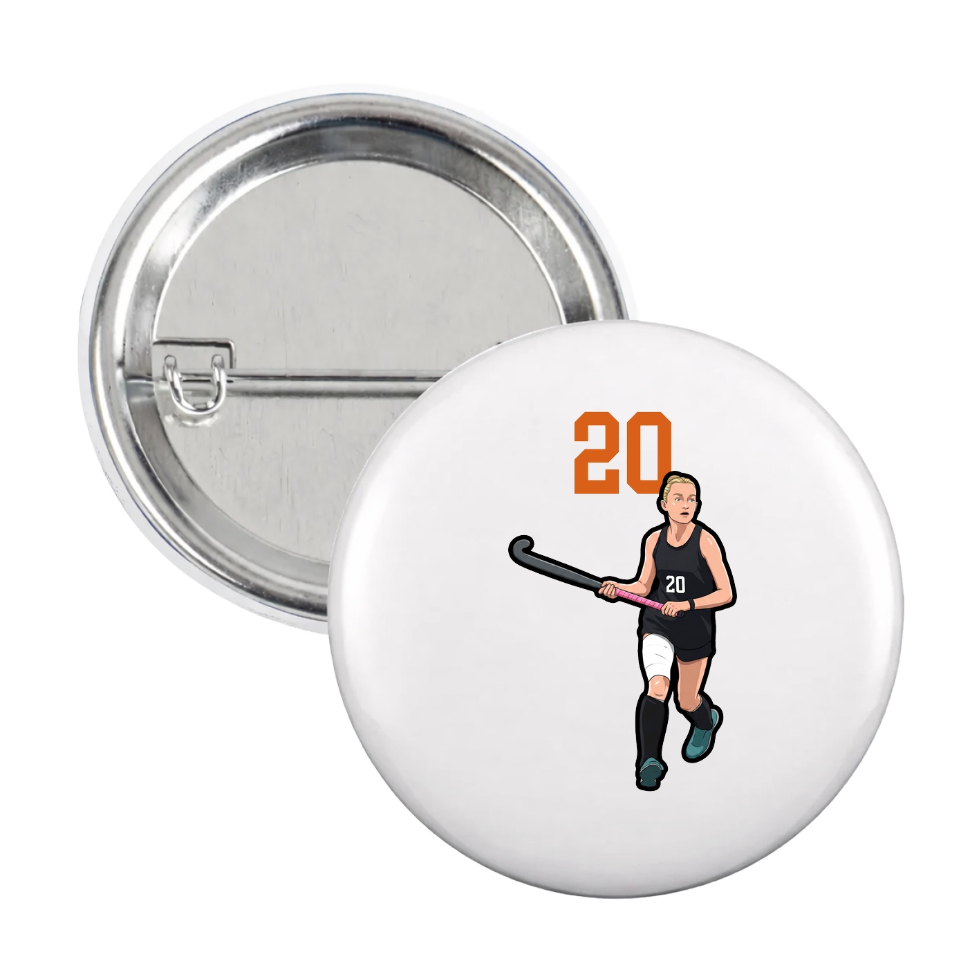 Game Day Button — Number Top in White