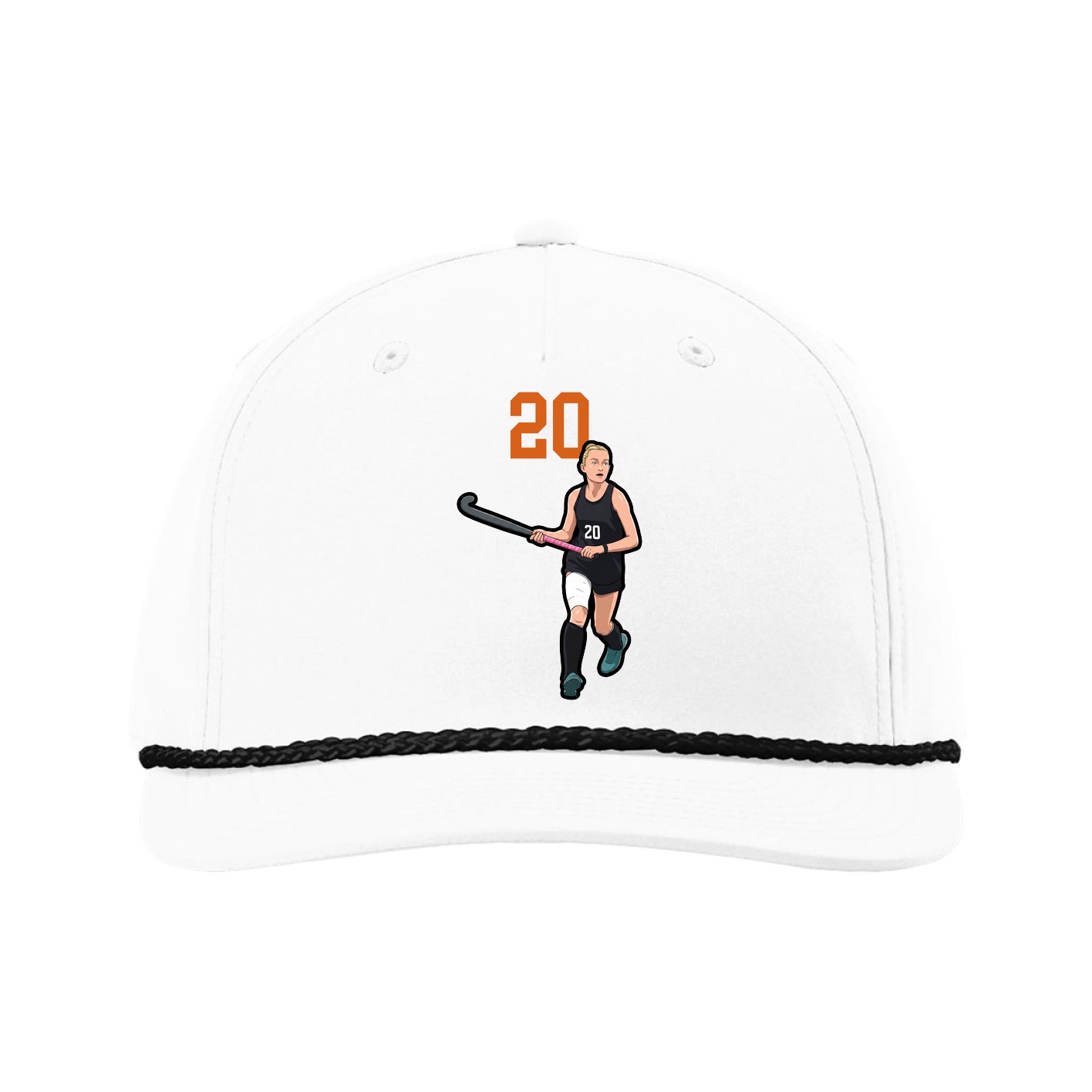 Five-Panel Classic Rope Cap — Number Top in White