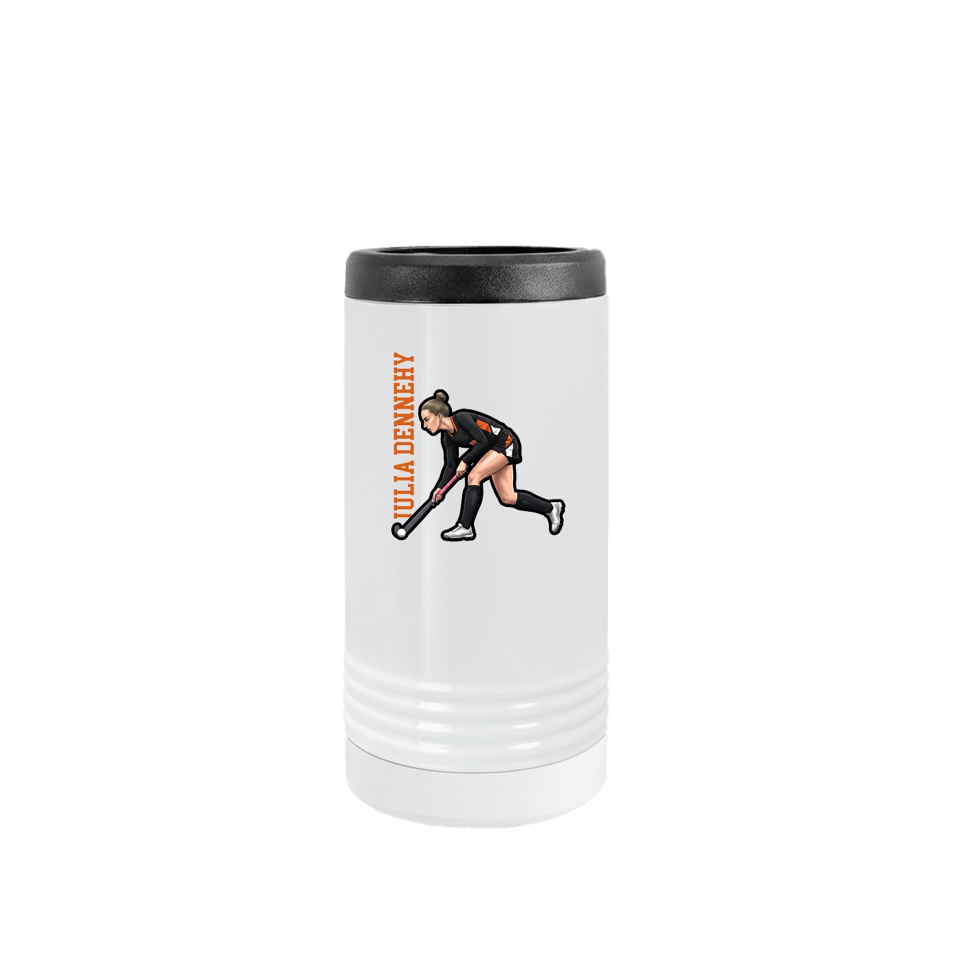 Slim Beverage Holder — Name Vertical in White