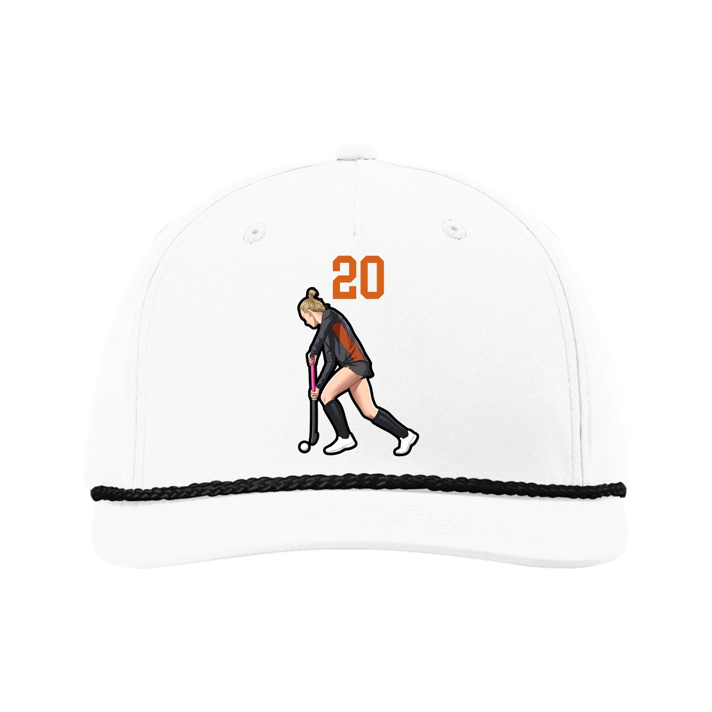 Five-Panel Classic Rope Cap — Number Top in White