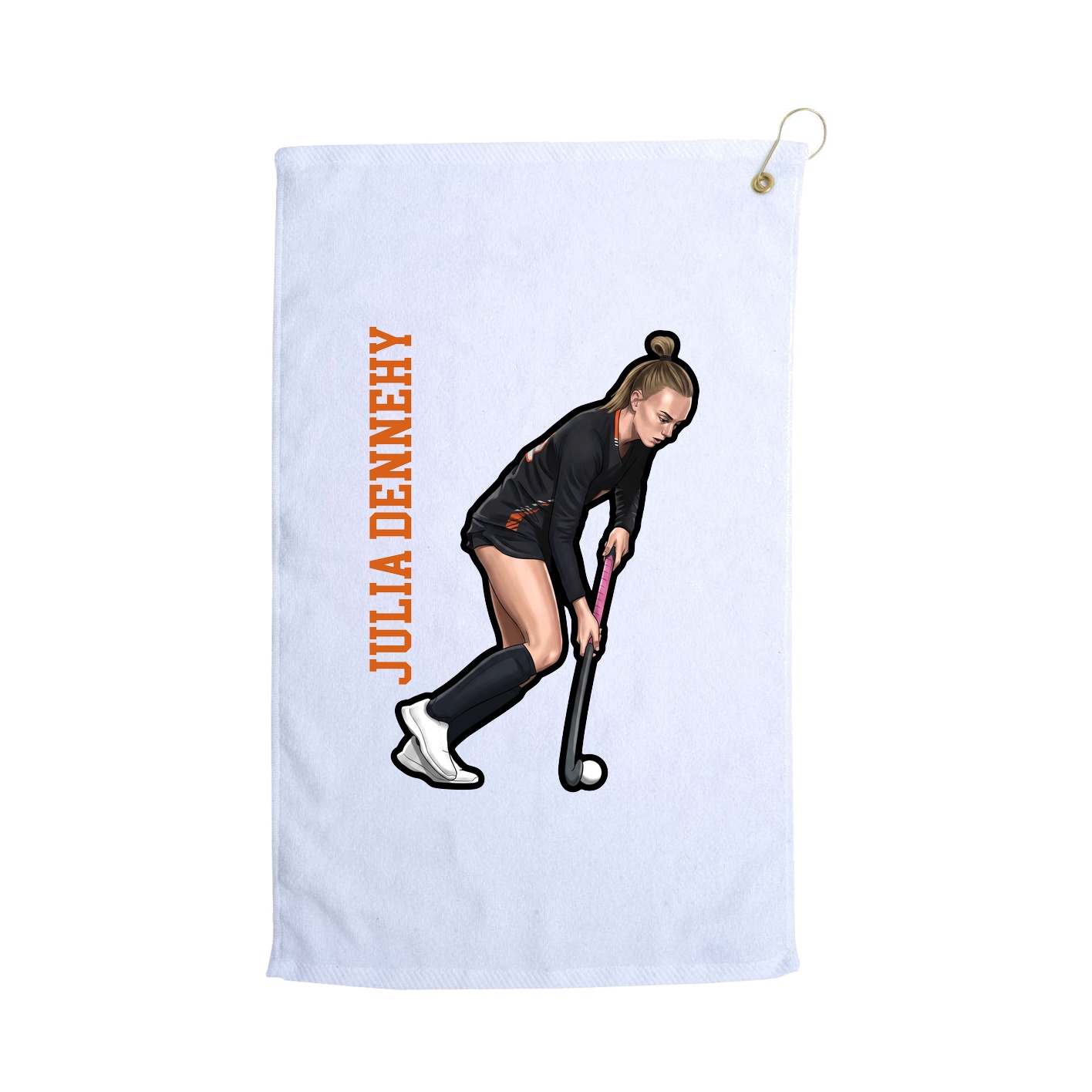 Golf Towel — Name Vertical in White