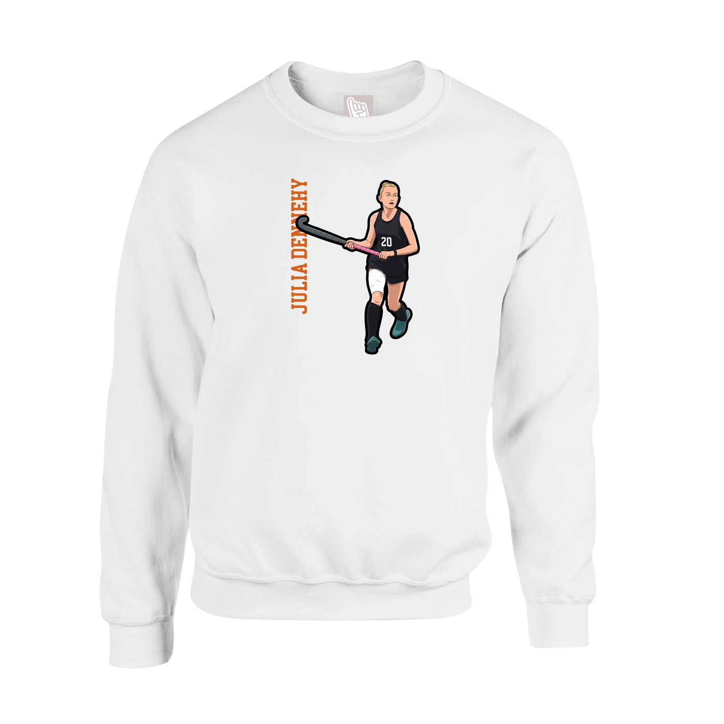 Fleece Crew — Name Vertical in White