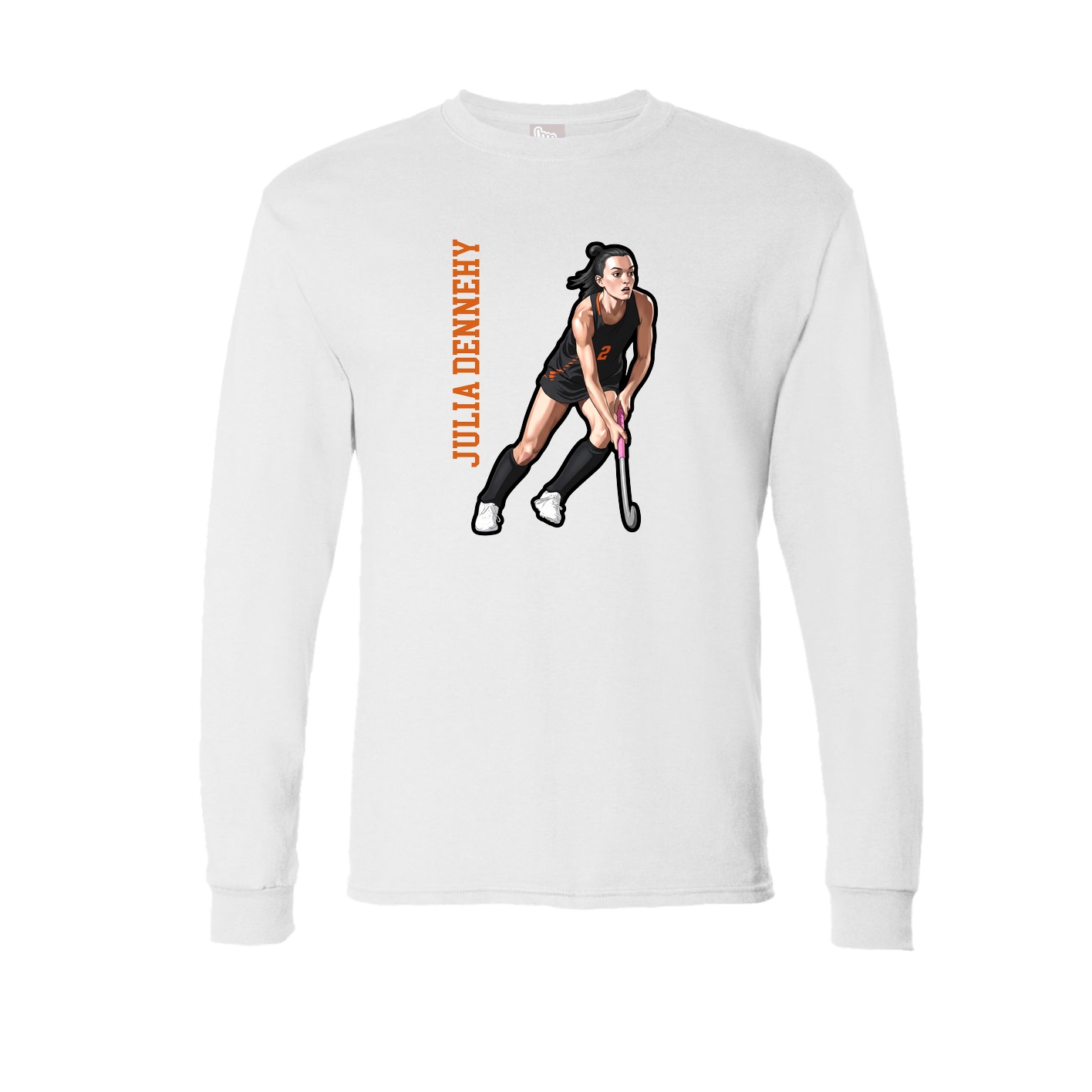 Long Sleeve Tee — Name Vertical in White