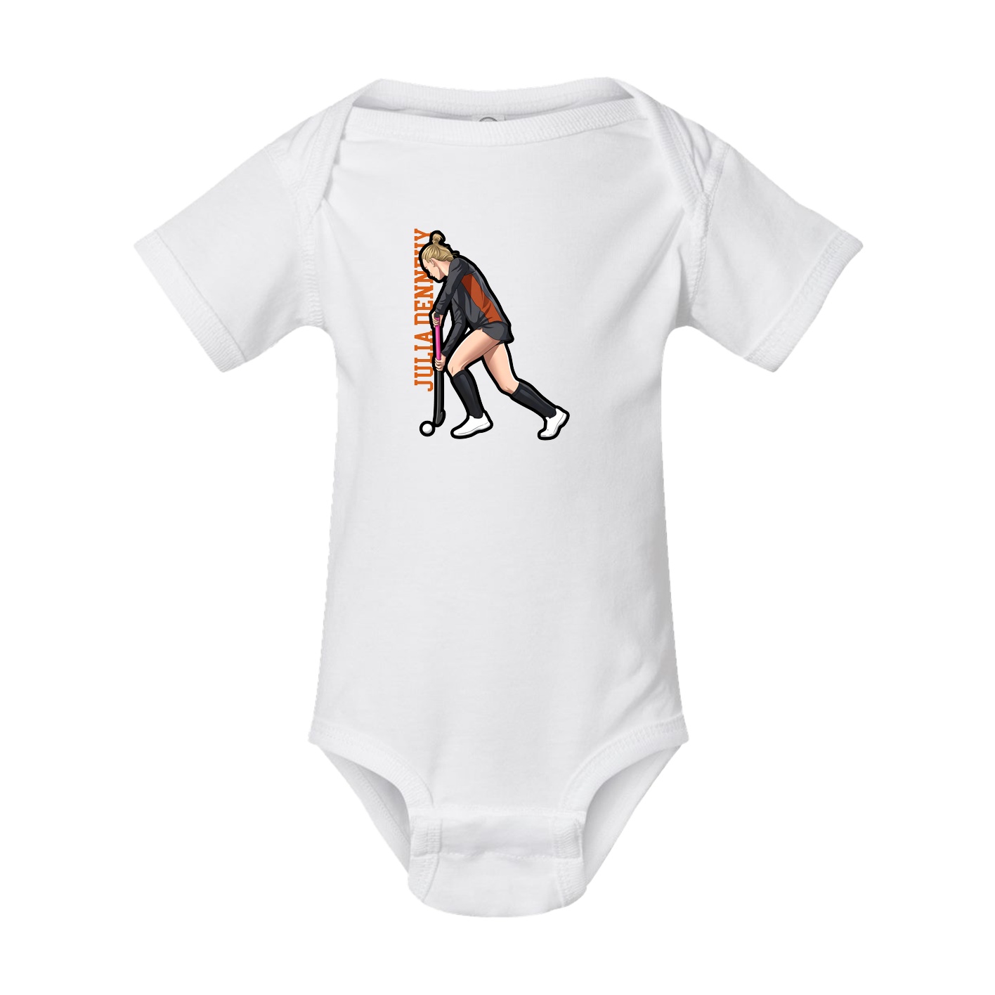 Baby Onesie — Name Vertical in White