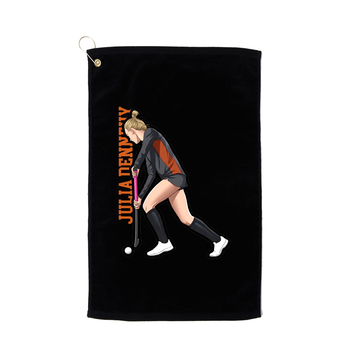 Golf Towel — Name Vertical in Black