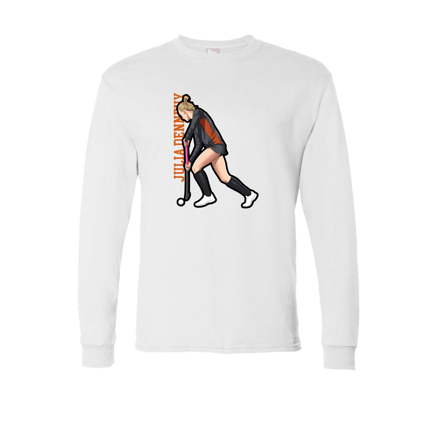 Long Sleeve Tee — Name Vertical in White