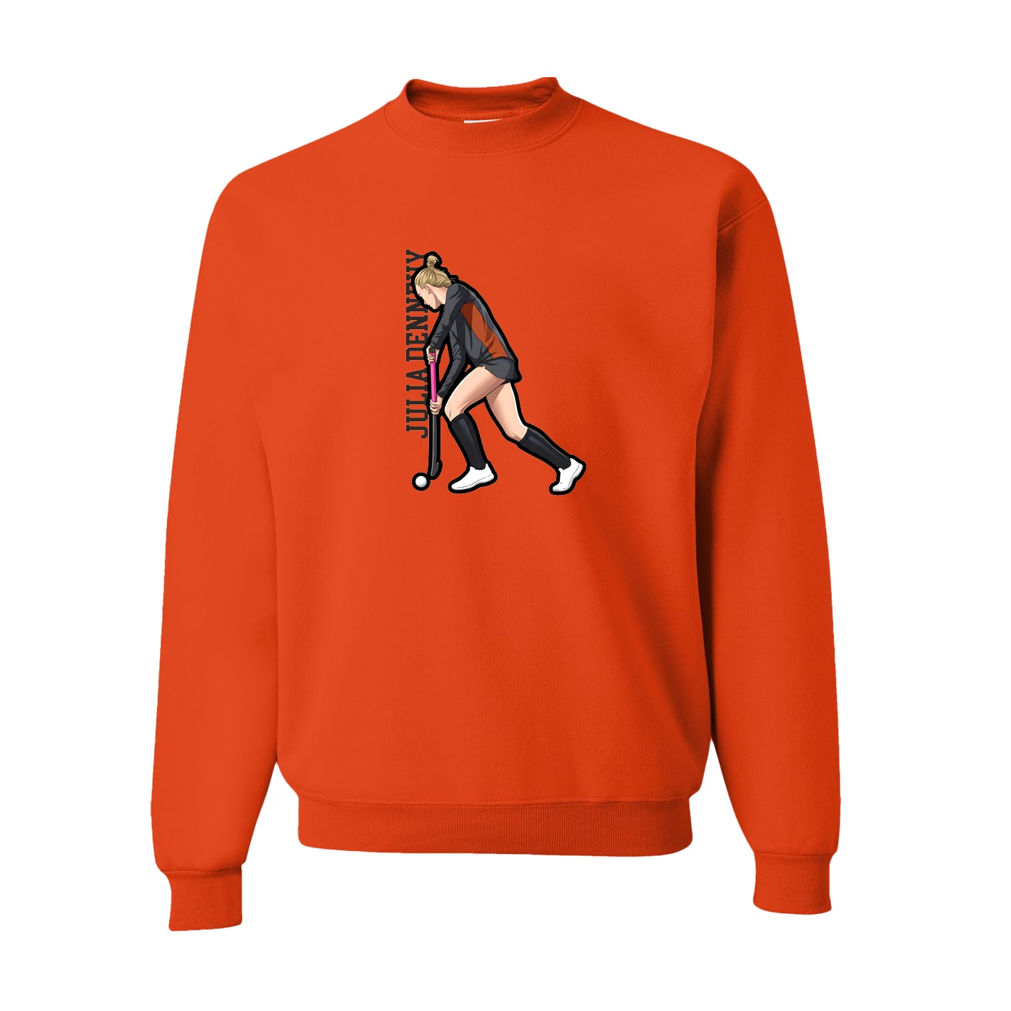 Fleece Crew — Name Vertical in Orange