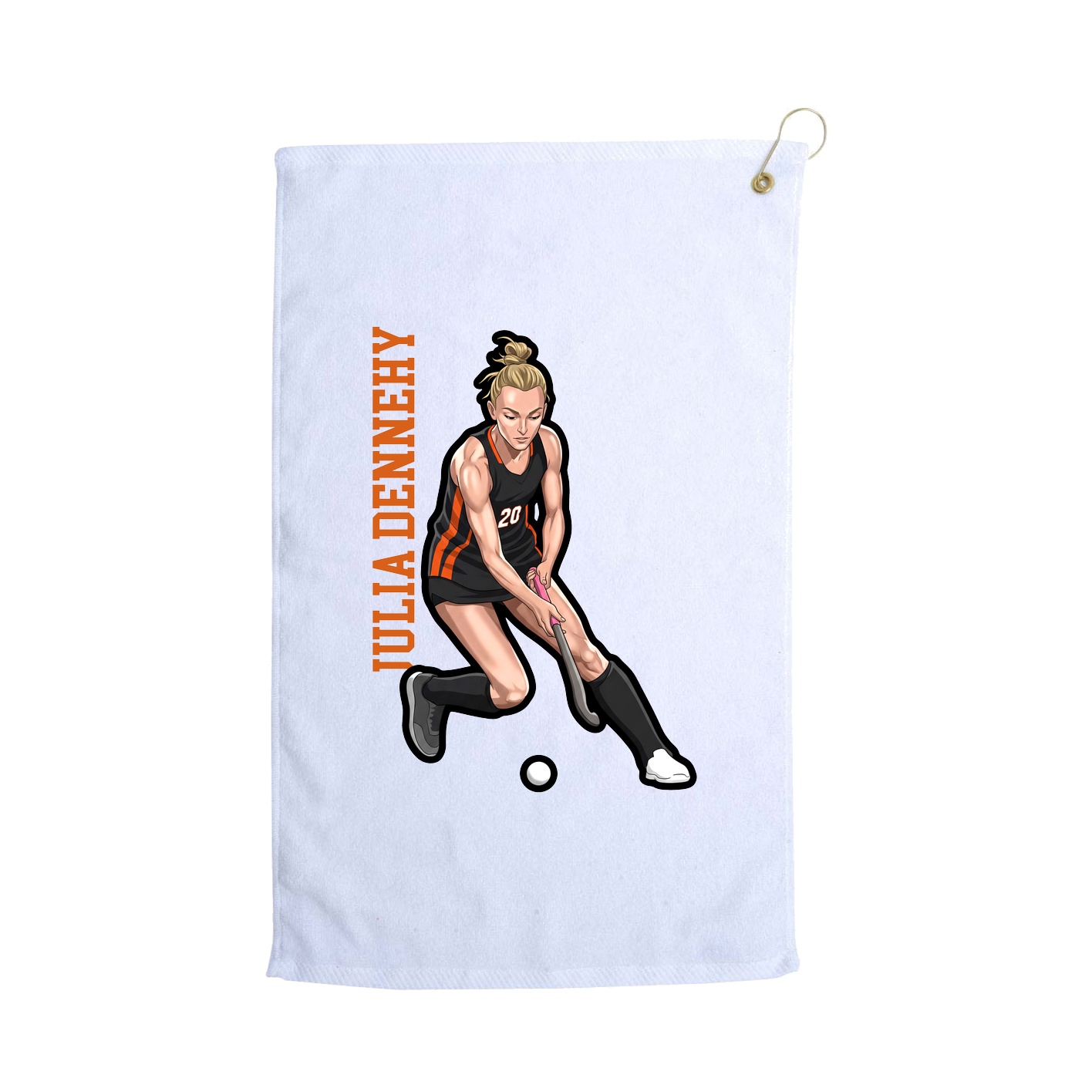 Golf Towel — Name Vertical in White