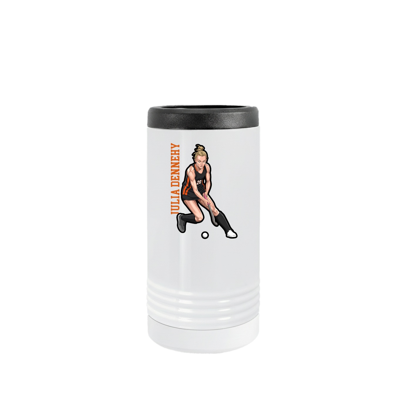 Slim Beverage Holder — Name Vertical in White