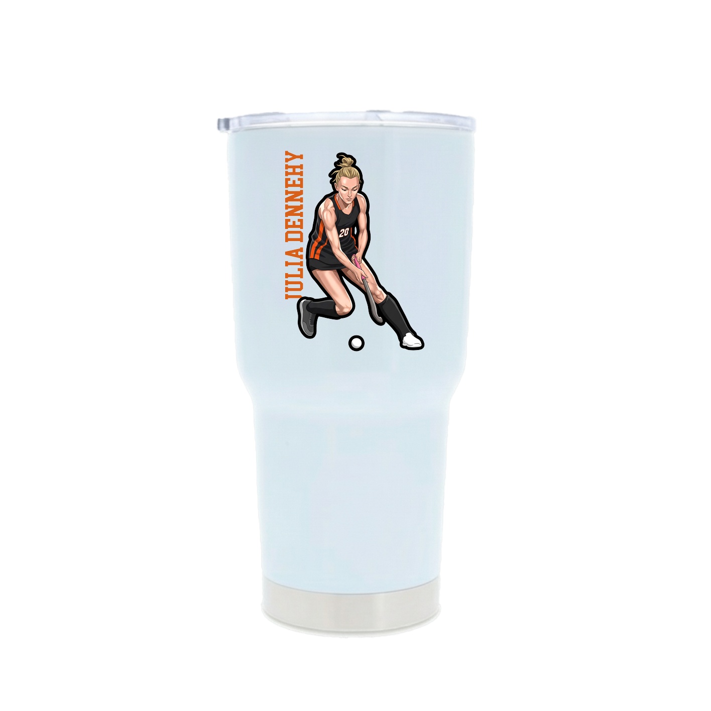 30oz Stainless Steel Tumbler — Name Vertical in White