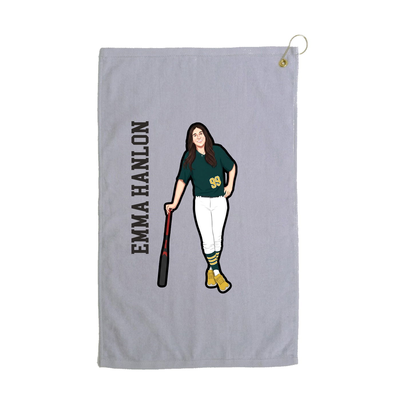 Golf Towel — Name Vertical in Grey