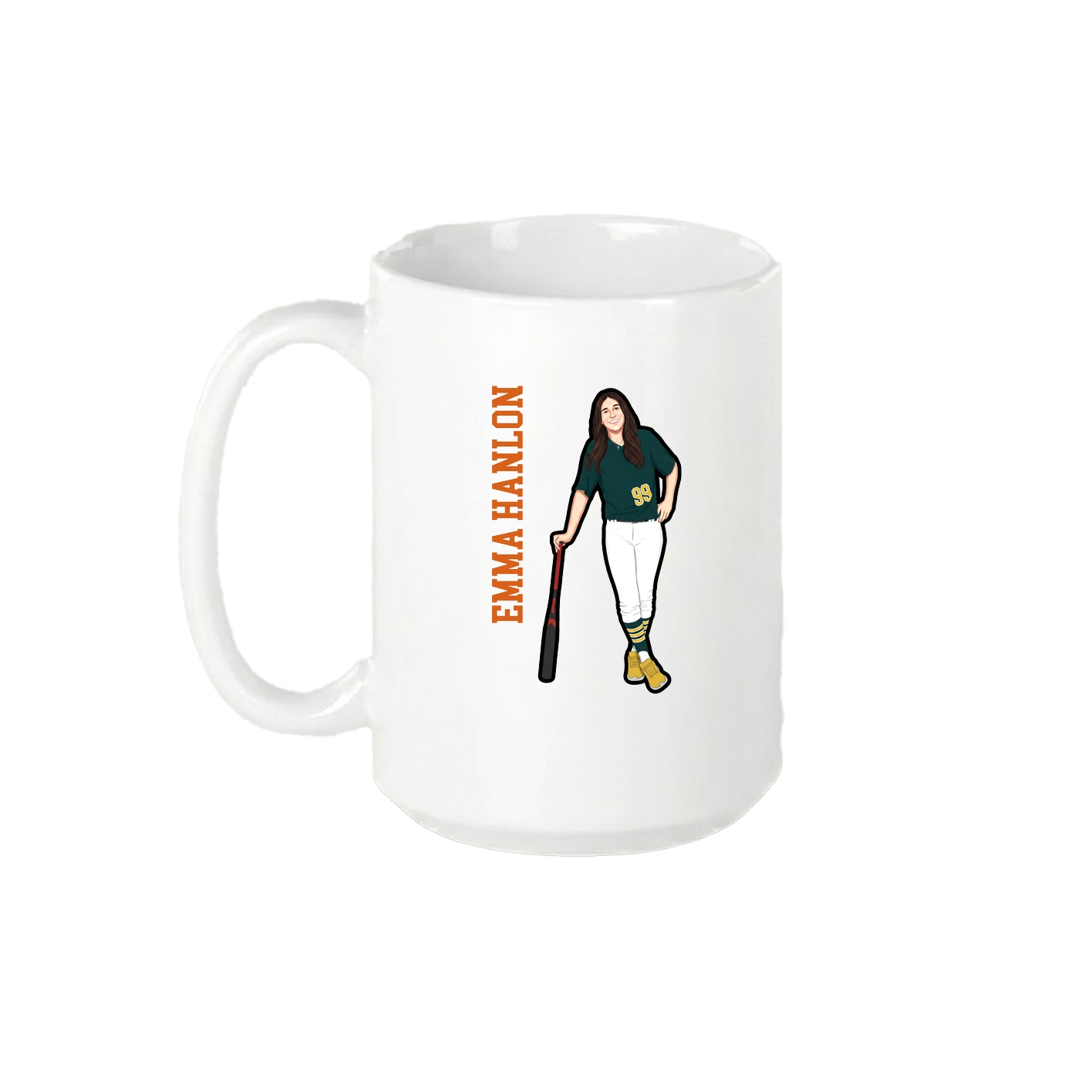 15oz Coffee Mug — Name Vertical in White