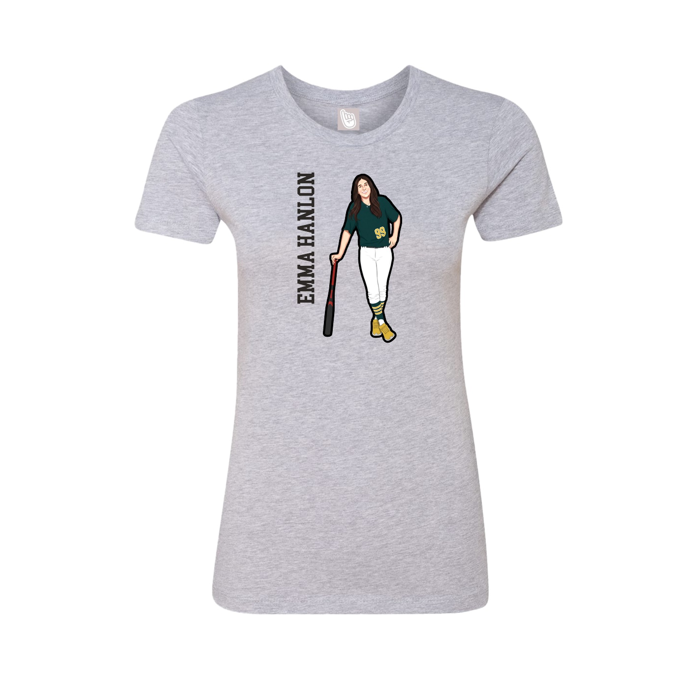 Fitted Women's Tee — Name Vertical in Grey