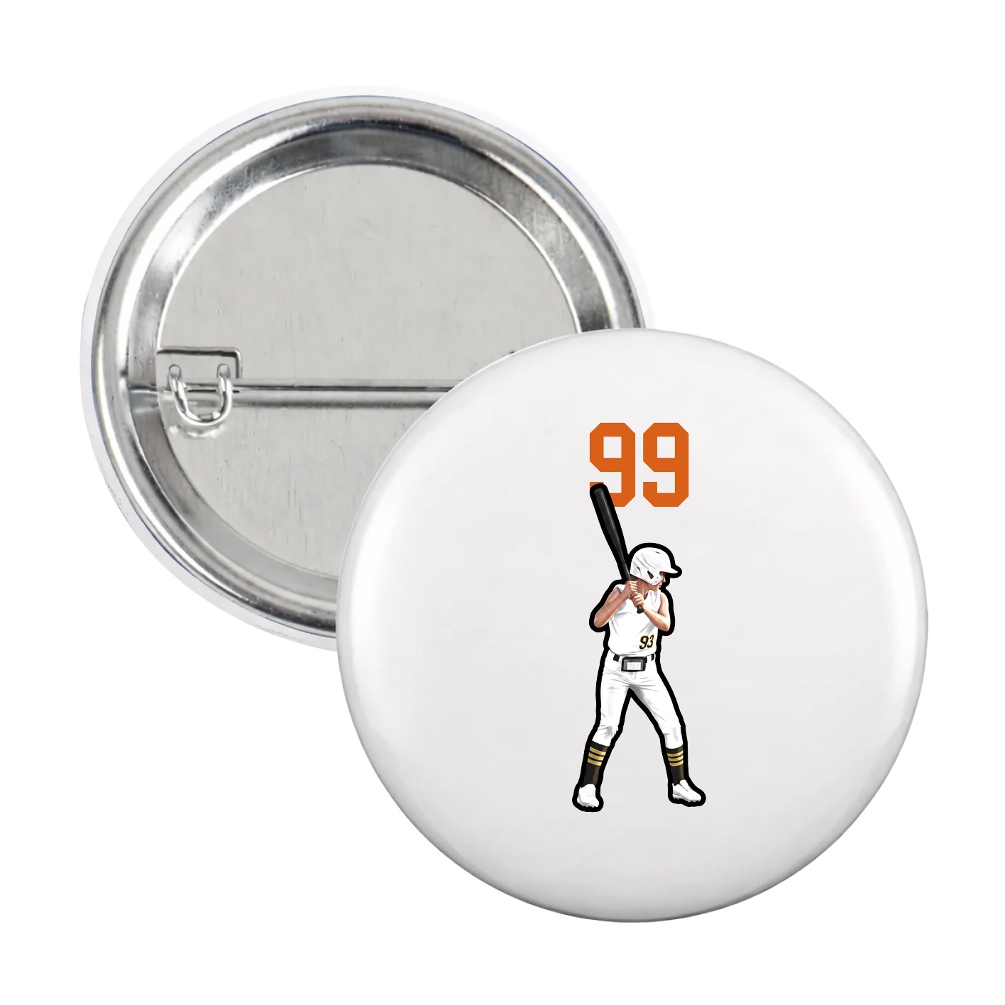 Game Day Button — Number Top in White