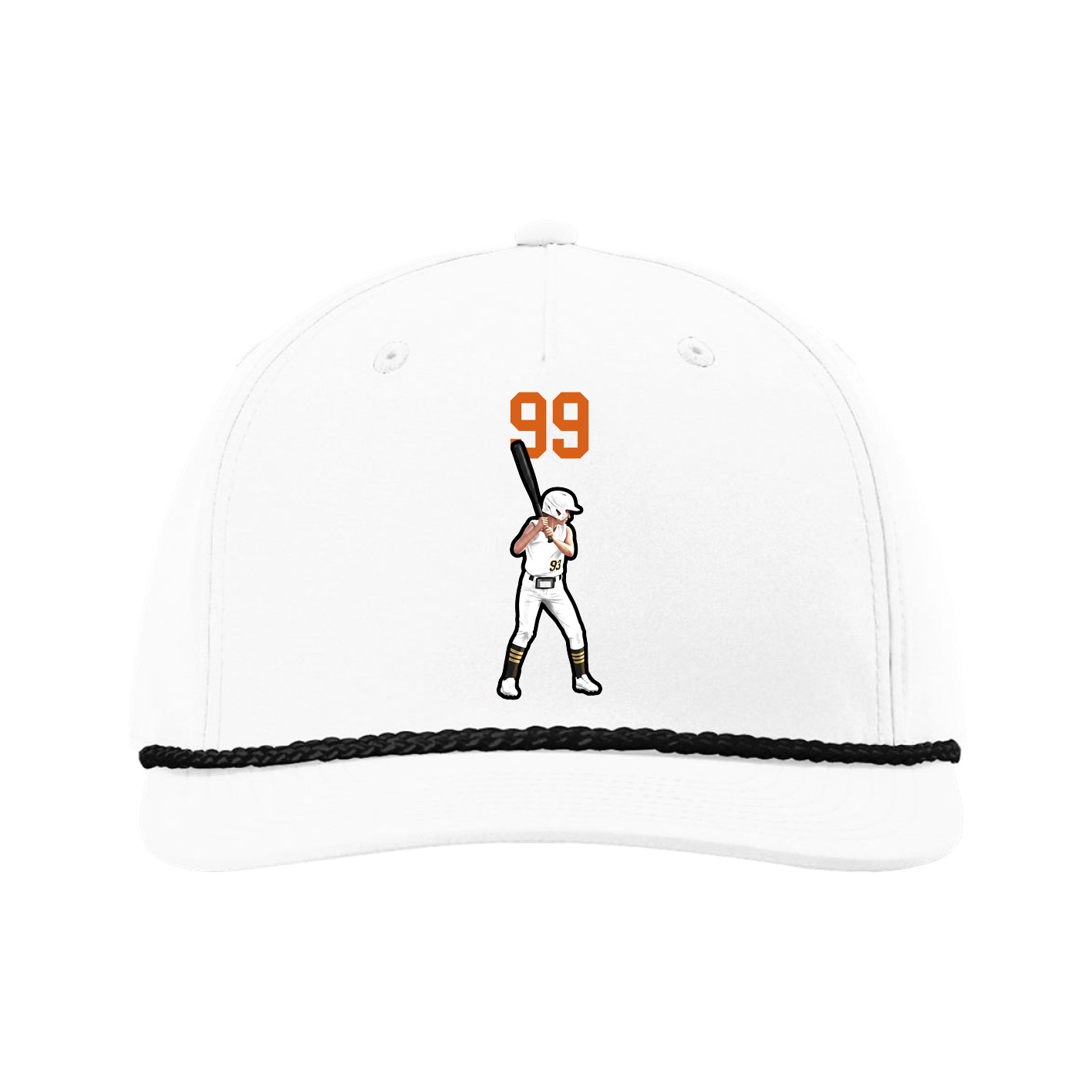 Five-Panel Classic Rope Cap — Number Top in White