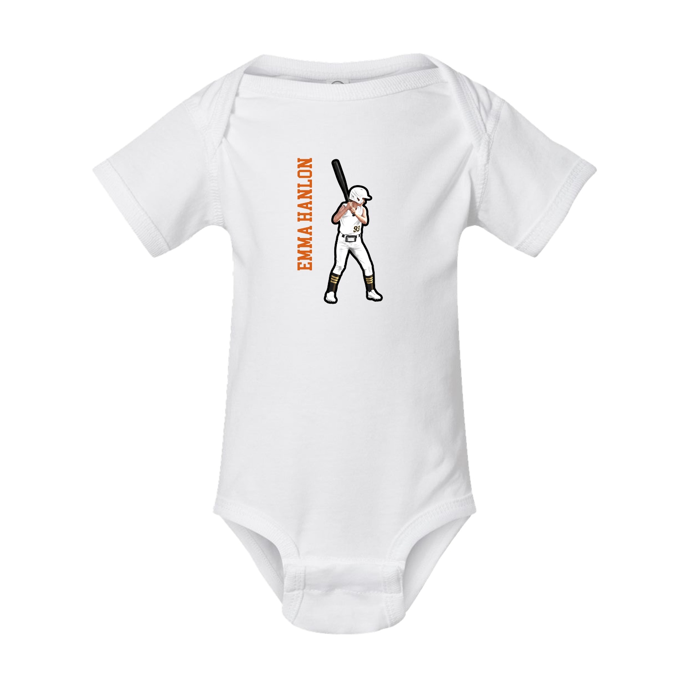 Baby Onesie — Name Vertical in White