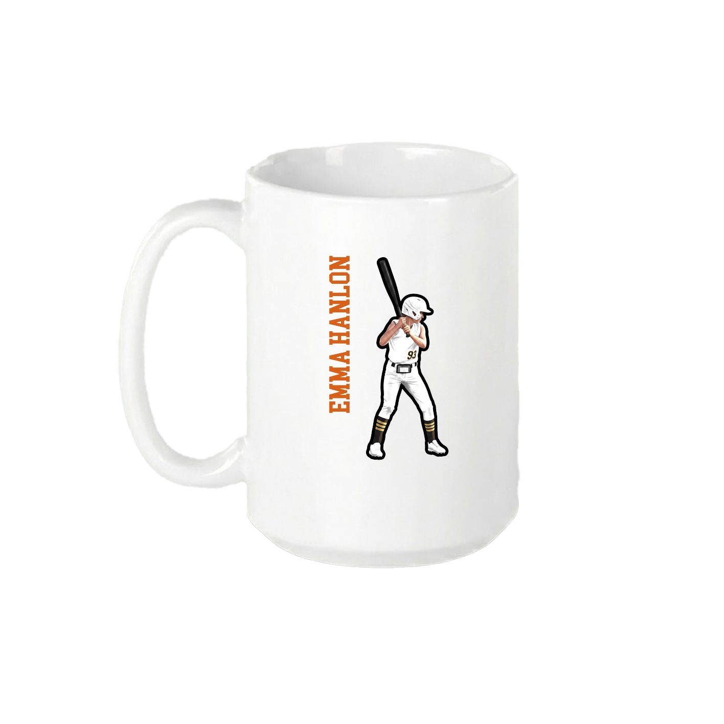 15oz Coffee Mug — Name Vertical in White