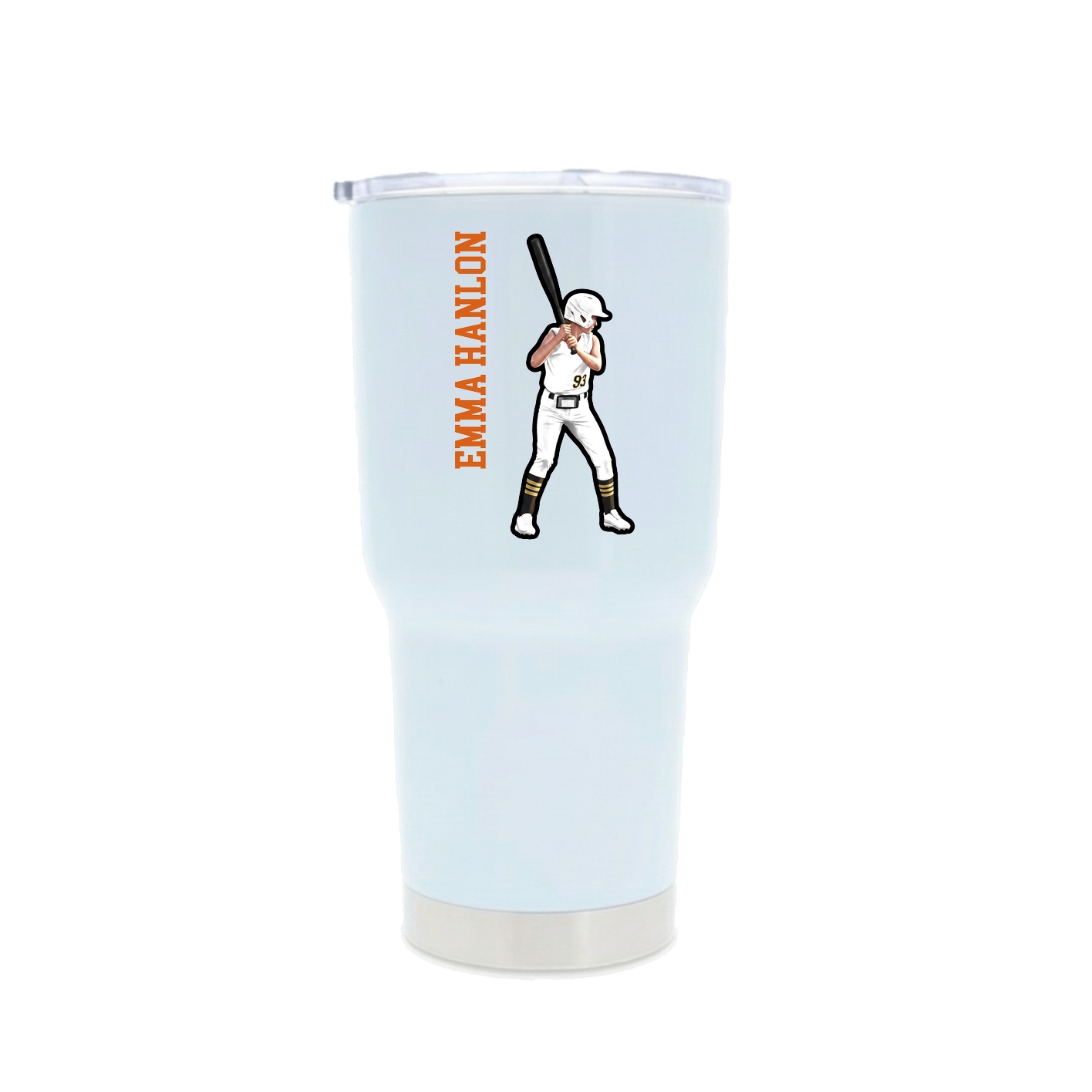 30oz Stainless Steel Tumbler — Name Vertical in White