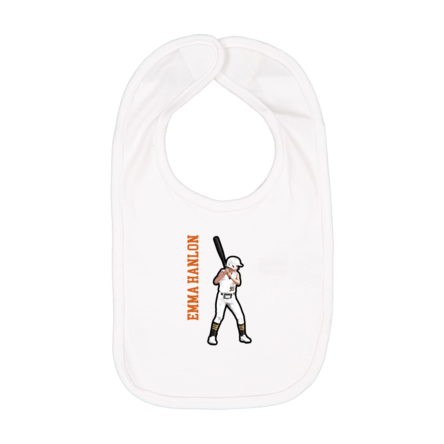 Infant Bib — Name Vertical in White