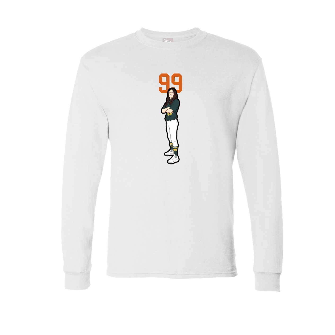 Long Sleeve Tee — Number Top in White