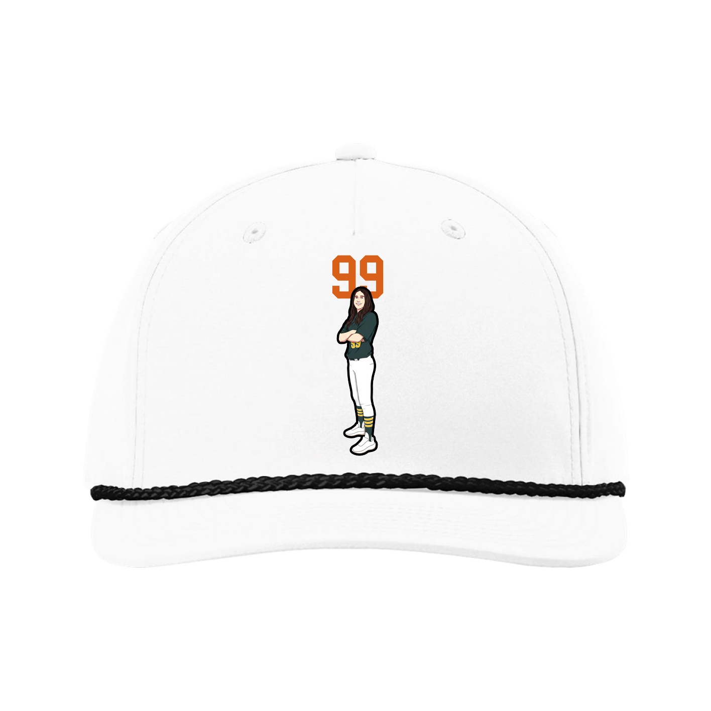 Five-Panel Classic Rope Cap — Number Top in White