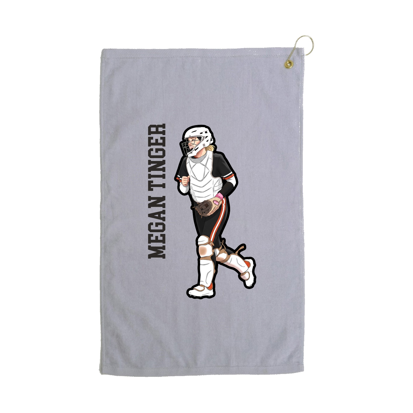 Golf Towel — Name Vertical in Grey
