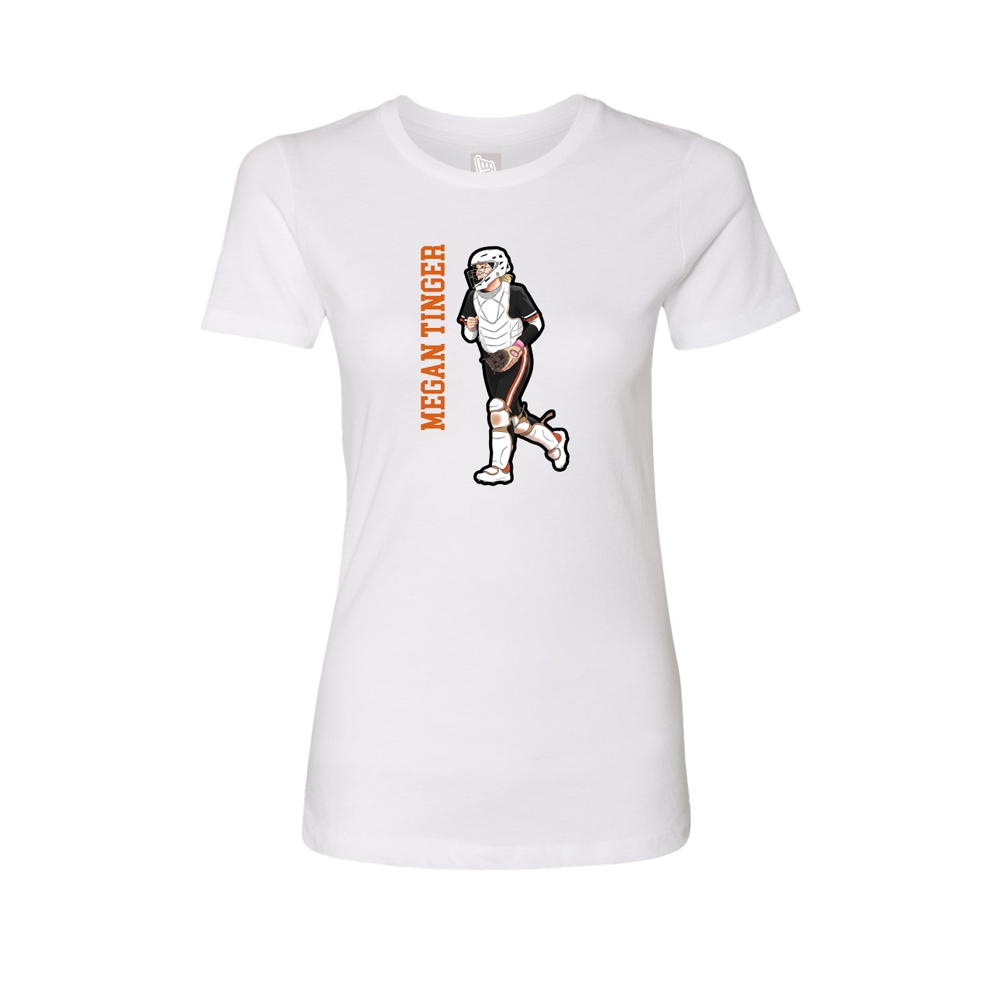 Fitted Women's Tee — Name Vertical in White