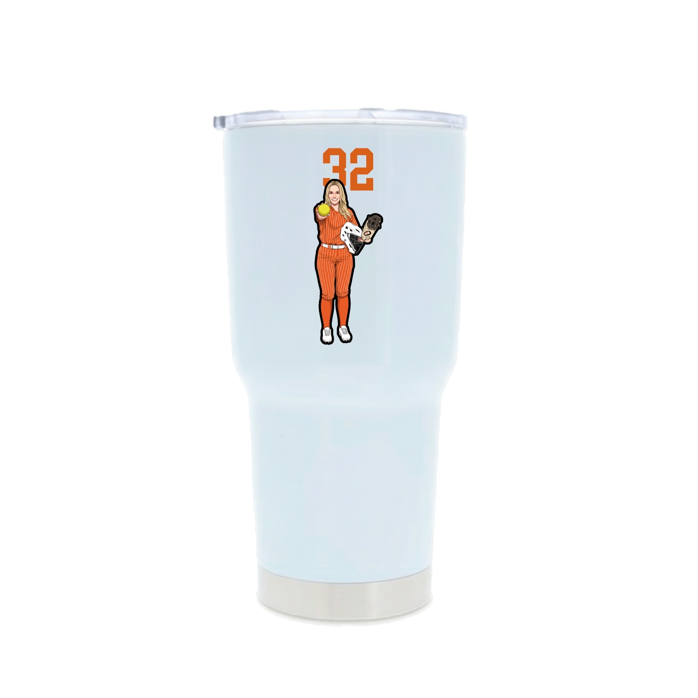 30oz Stainless Steel Tumbler — Number Top in White