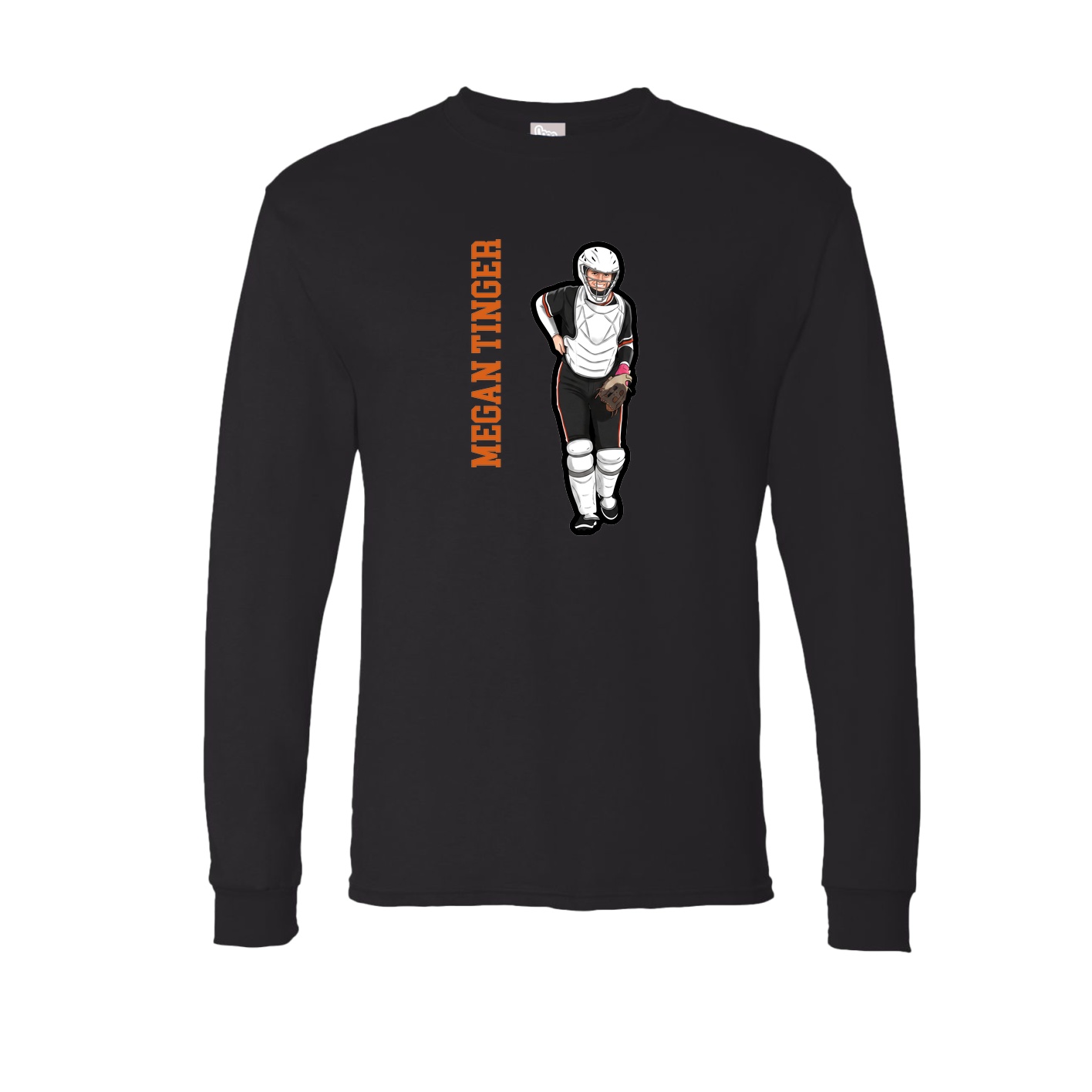 Long Sleeve Tee — Name Vertical in Black
