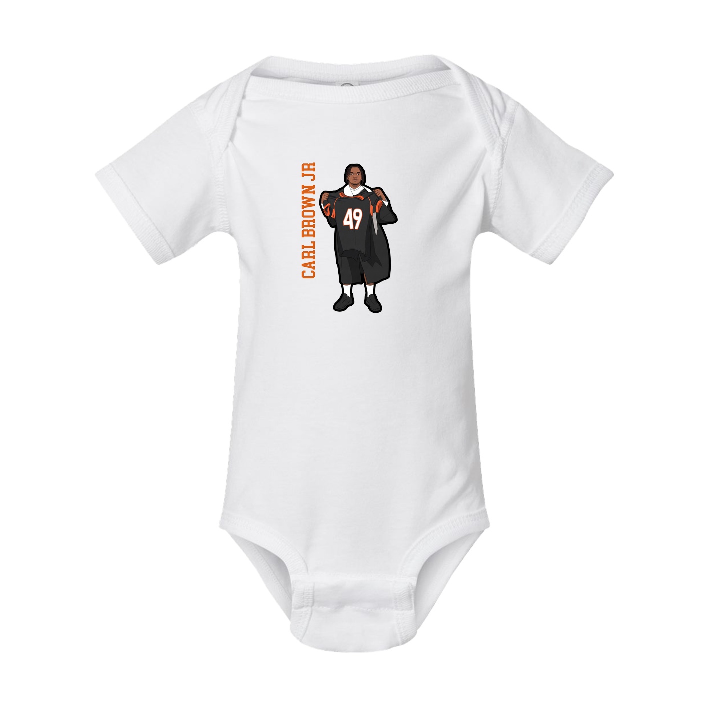 Baby Onesie — Name Vertical in White