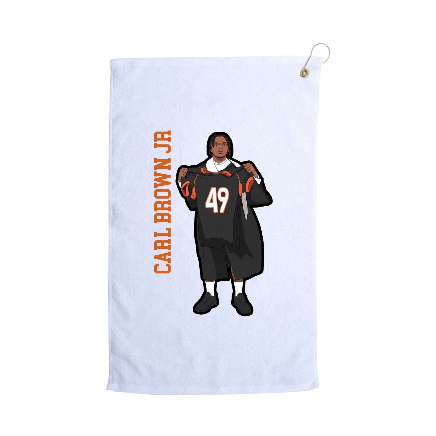 Golf Towel — Name Vertical in White