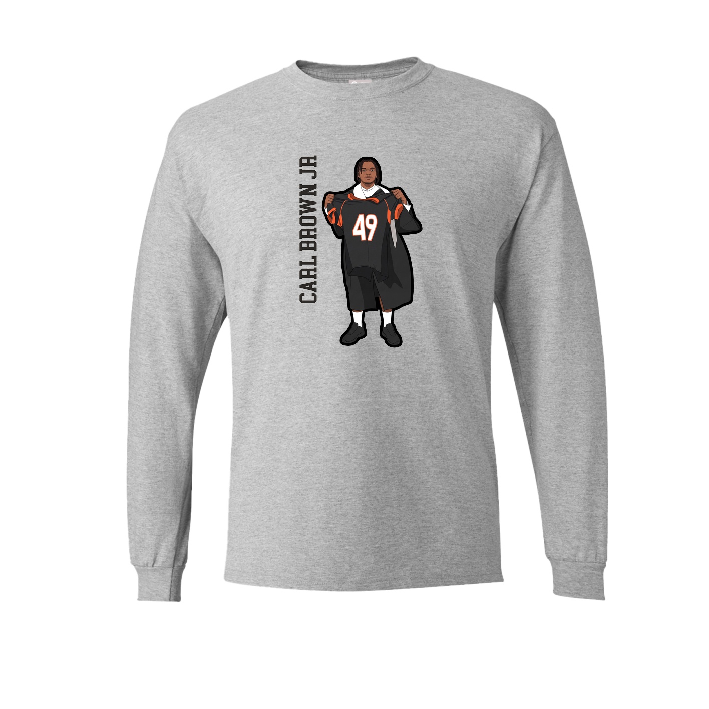 Long Sleeve Tee — Name Vertical in Grey