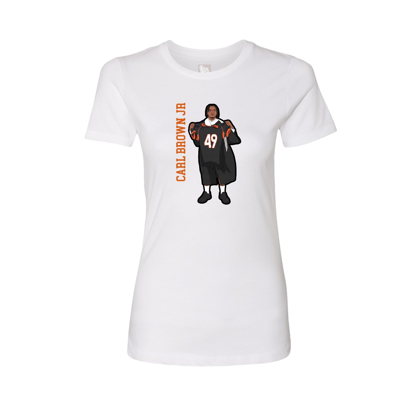 Fitted Women's Tee — Name Vertical in White