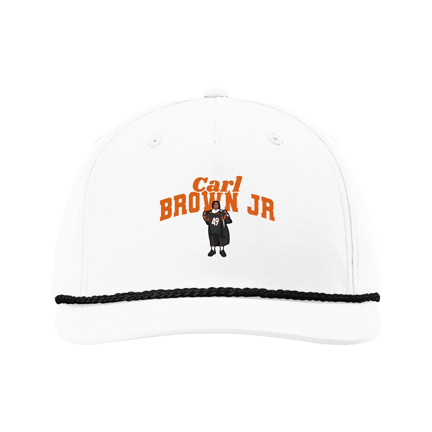 Five-Panel Classic Rope Cap — Signature Arch in White