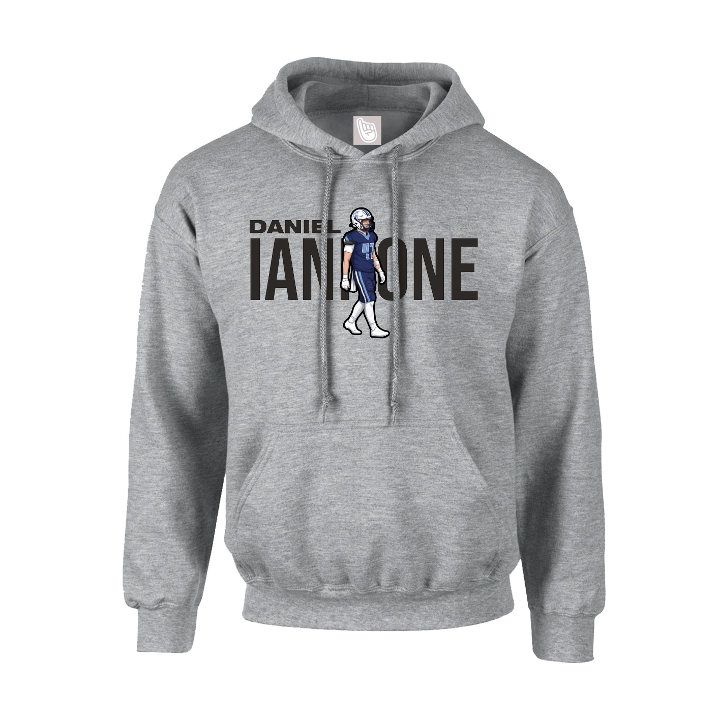 Hoodie — Player Name in Grey