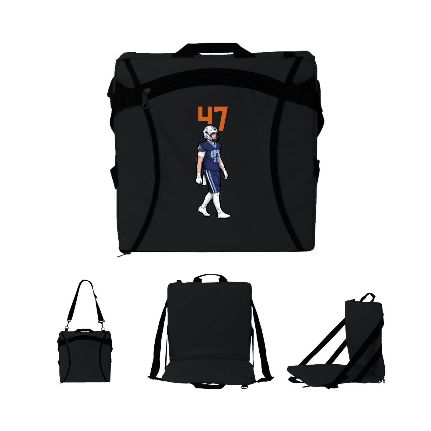 Folding Stadium Seat — Number Top in Black