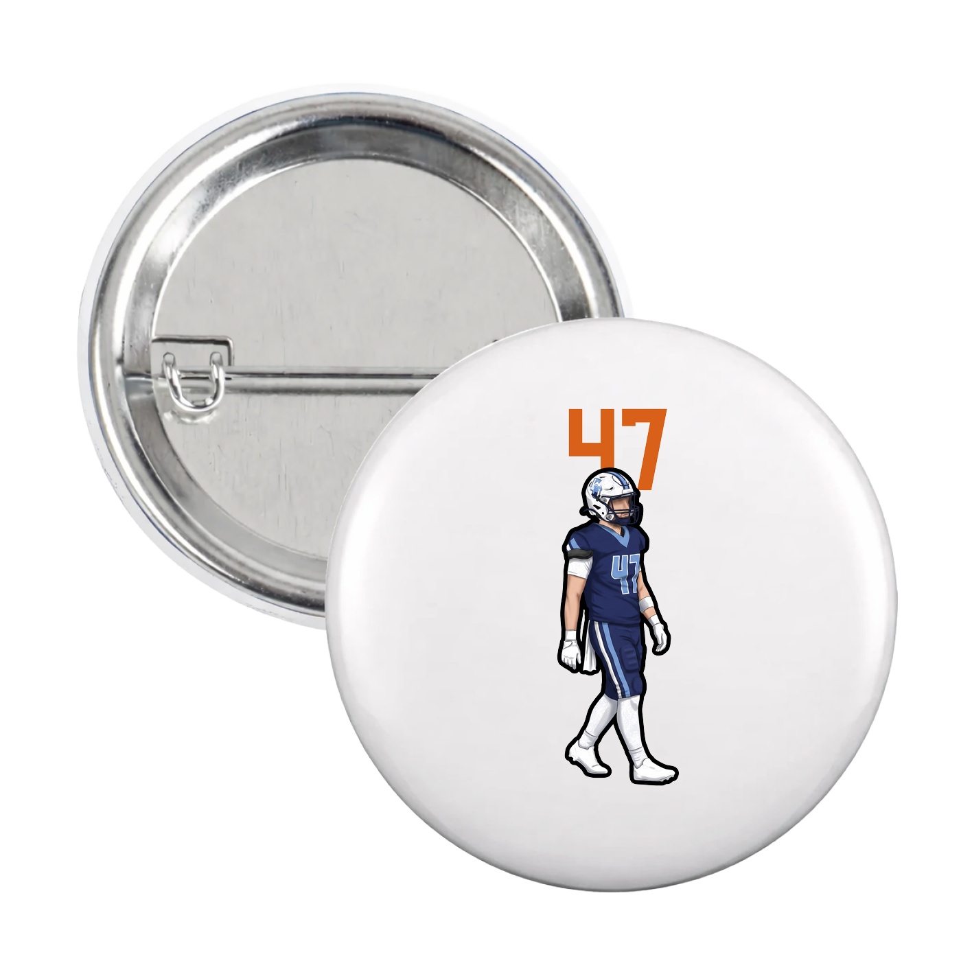 Game Day Button — Number Top in White